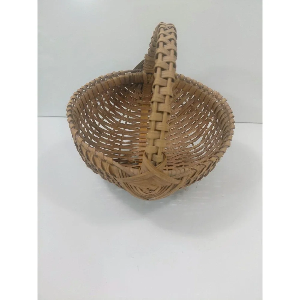 Vintage Handwoven Splint Gathering Basket Primitive Farmhouse Rustic Country...